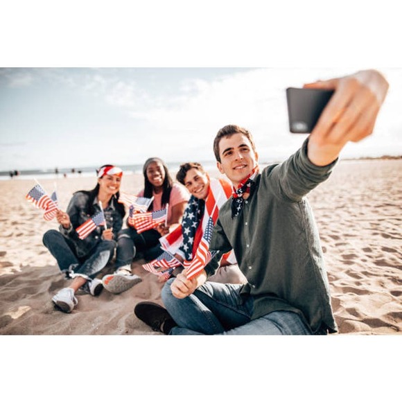 NEW 12 beautiful Large 22 inch Made in the USA Red-White-Blue Handkerchief Scarf - Picture 7 of 12